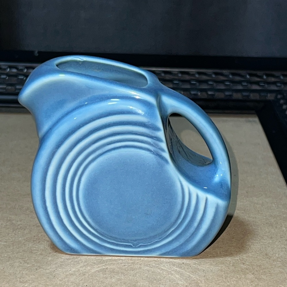 Vintage Fiesta Mini Disc Pitcher Creamer Periwinkle Blue 3.5”H